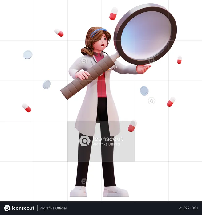 Female doctor doing research  3D Illustration