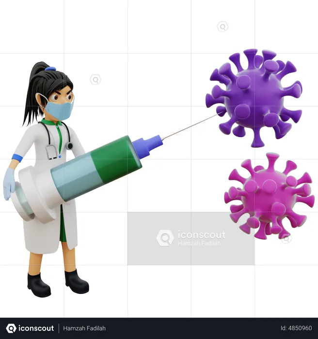 Female doctor giving covid vaccine  3D Illustration
