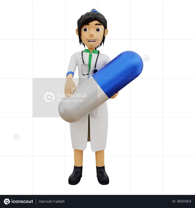 Female doctor giving medicine  3D Illustration