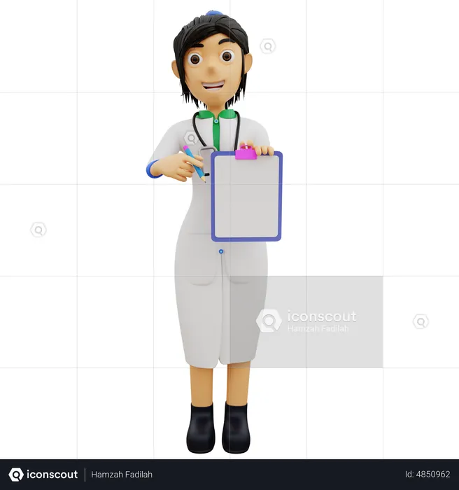 Female doctor giving medicine prescription  3D Illustration