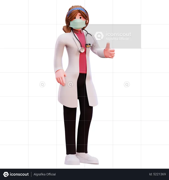 Female doctor giving thumbs up  3D Illustration