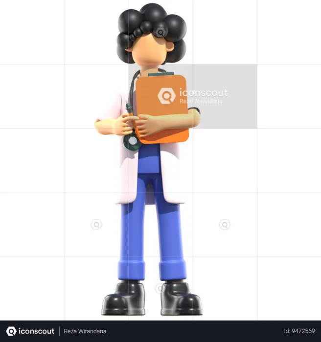 Female Doctor Holding Medical Report  3D Illustration