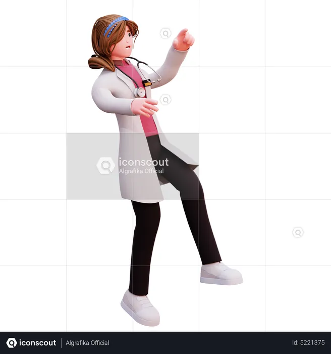 Female doctor pointing finger  3D Illustration