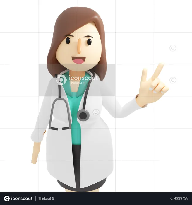 Female doctor pointing one finger  3D Illustration