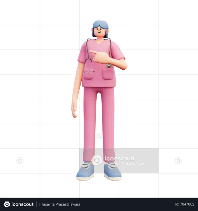 Female Doctor Pointing Reccomendation  3D Illustration