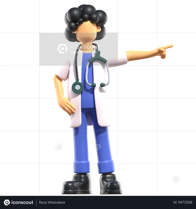 Female Doctor Pointing Something Right  3D Illustration