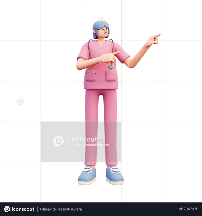 Female Doctor Standing Pointing Reccomendation  3D Illustration