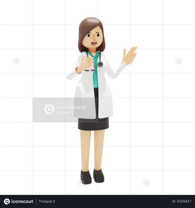 Female doctor talking  3D Illustration
