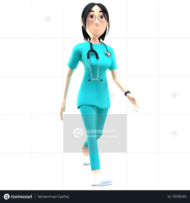 Female Doctor Walking  3D Illustration