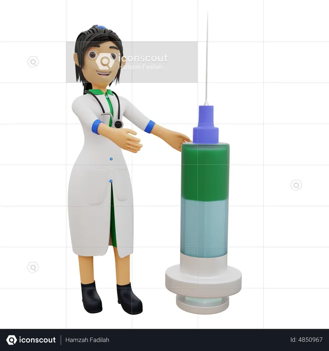 Female doctor with coronavirus vaccine  3D Illustration