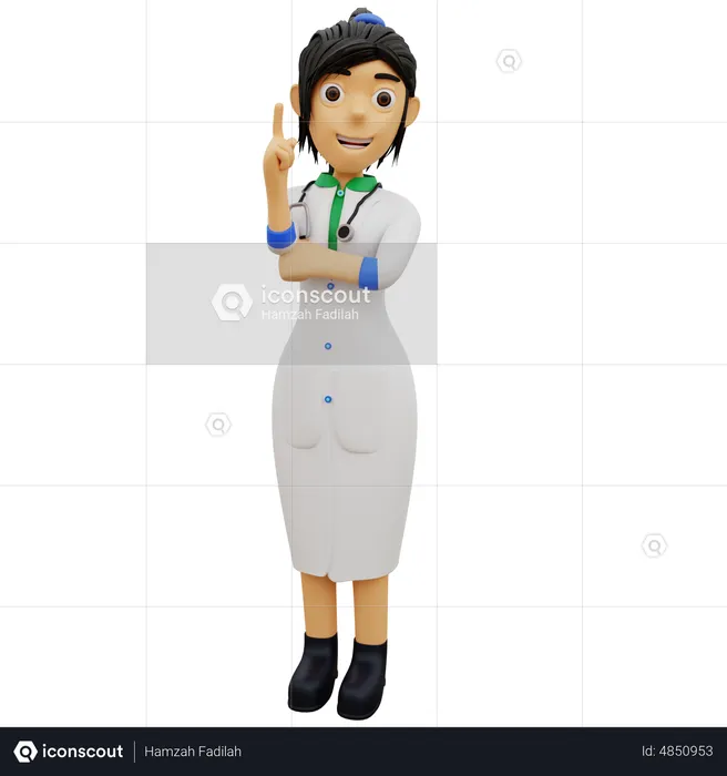 Female Doctor with idea  3D Illustration