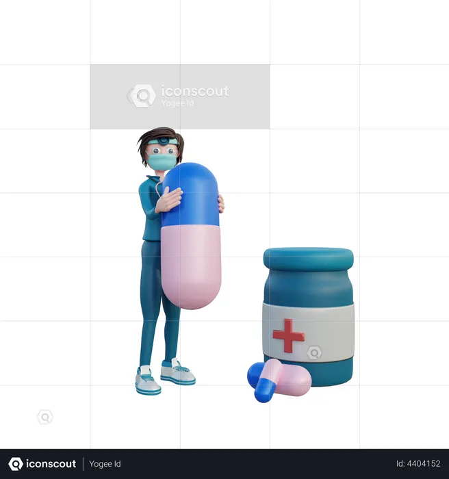 Female Doctor with medicines  3D Illustration
