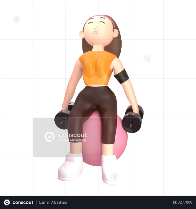 Female doing exercise with dumbbells  3D Illustration