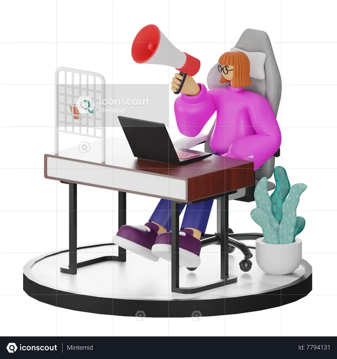 Female Doing Marketing  3D Illustration