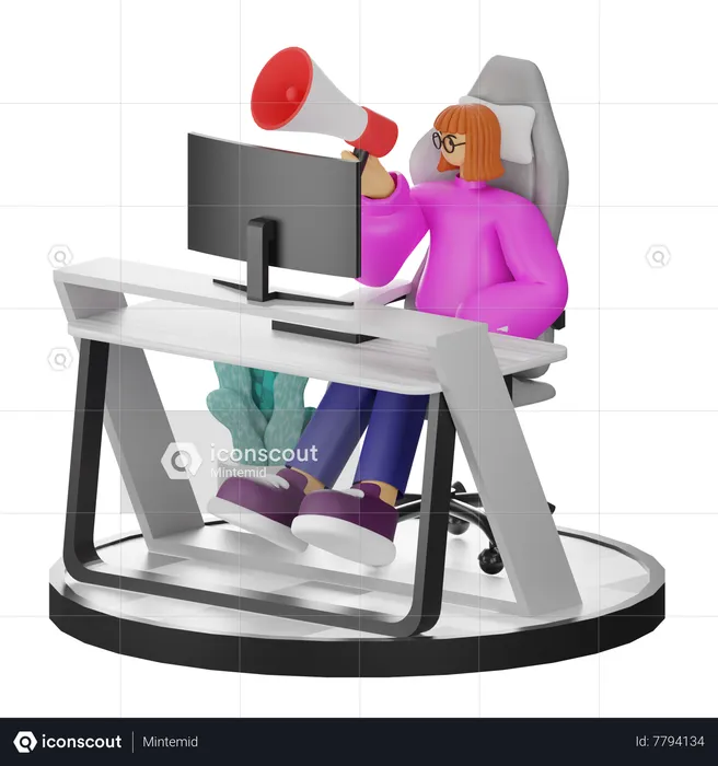 Female Doing Marketing  3D Illustration