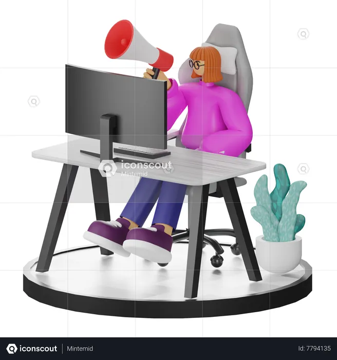 Female Doing Marketing  3D Illustration