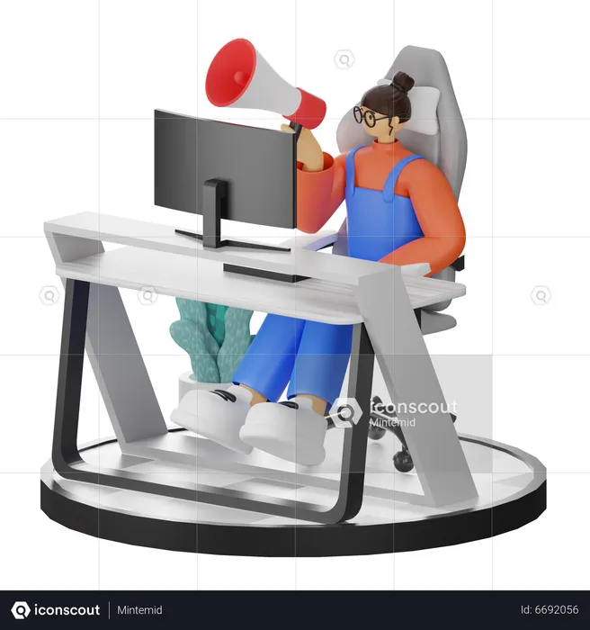 Female Doing Marketing  3D Illustration