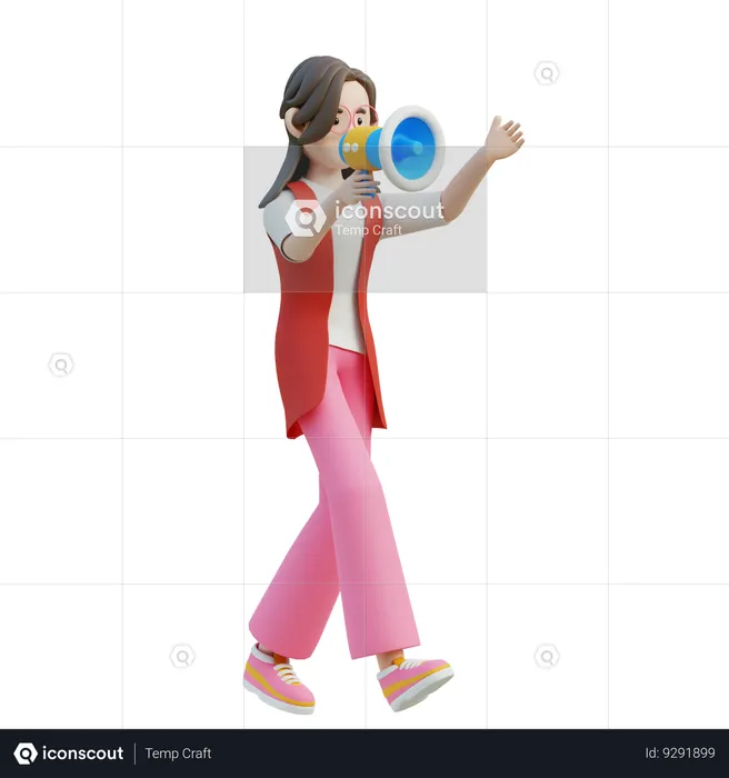 Female Doing Promotion  3D Illustration