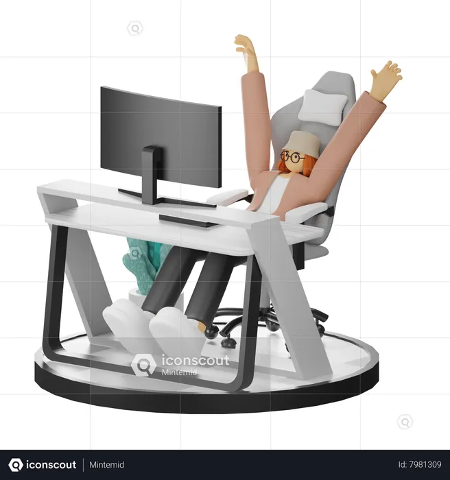 Female Doing Relaxing After Work  3D Illustration