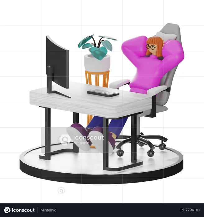 Female doing relaxing after work  3D Illustration