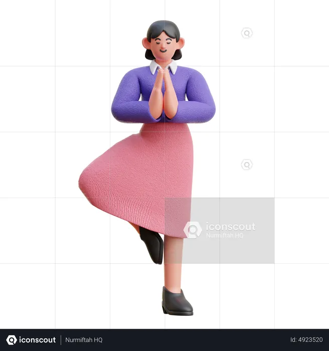 Female doing Yoga pose  3D Illustration