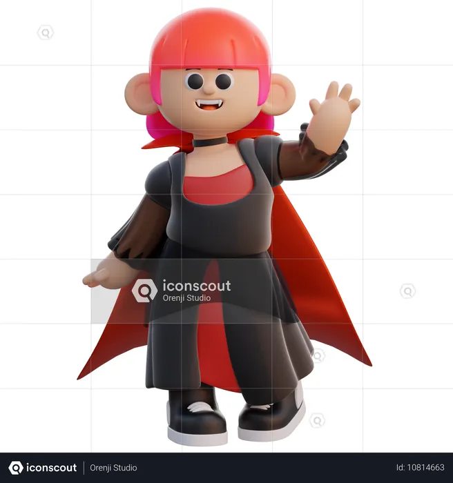 Female Dracula Costume  3D Illustration