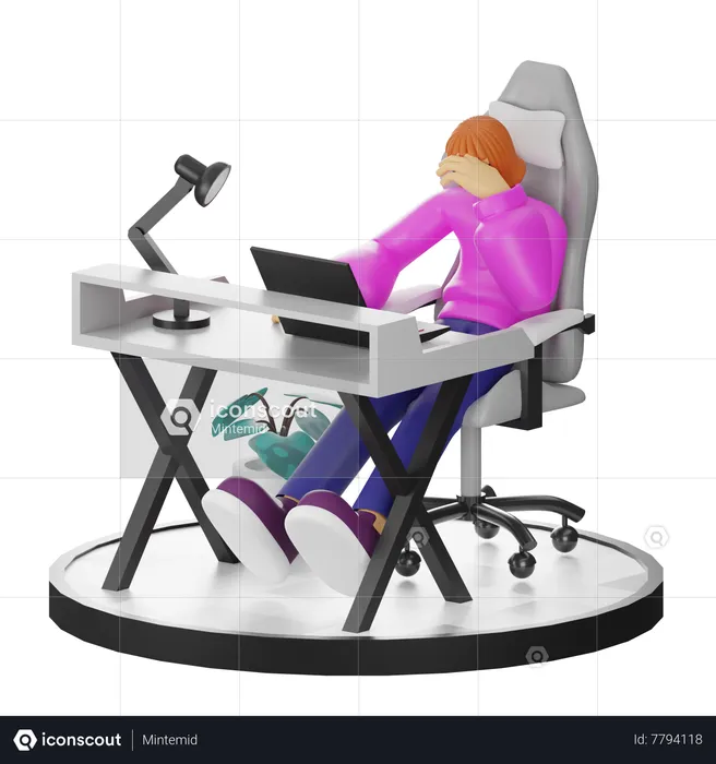 Female employee Dizziness At Work  3D Illustration