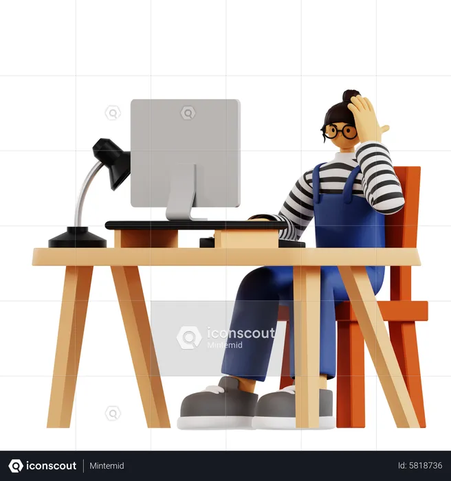 Female employee feeling dizzy at work  3D Illustration