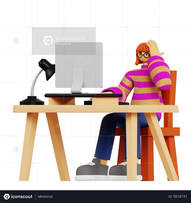 Female employee feeling dizzy at work  3D Illustration