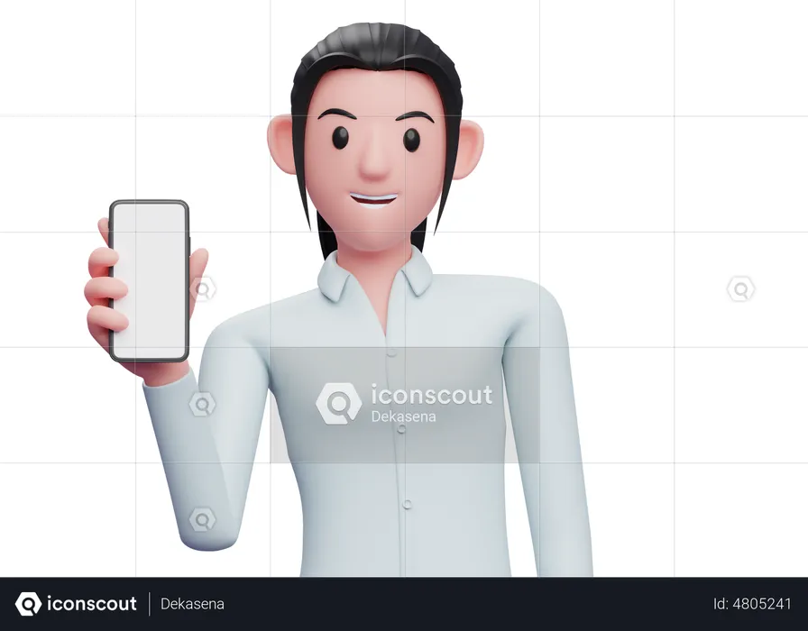 Female employee holding a cellphone  3D Illustration