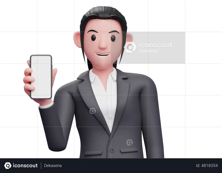 Female employee holding a cellphone  3D Illustration