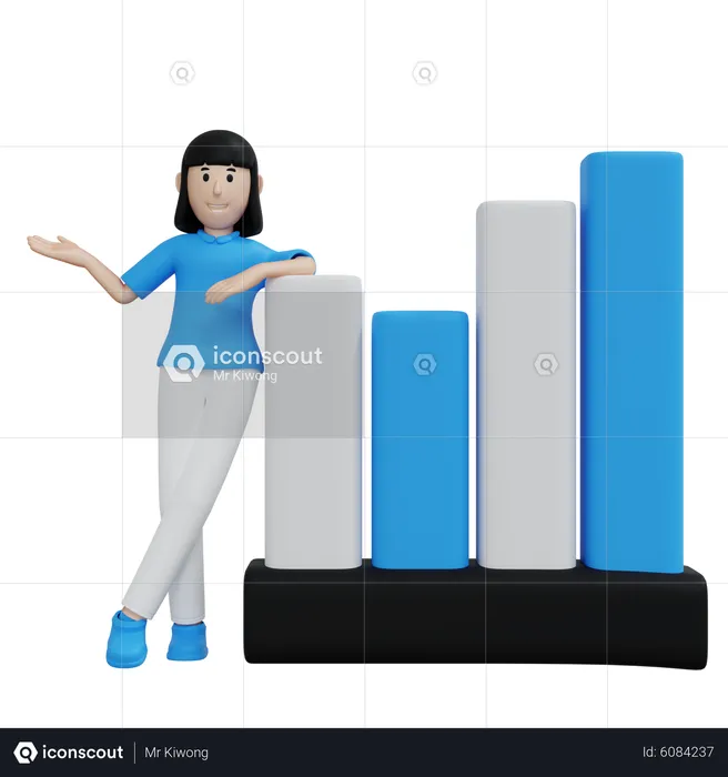 Female employee representing business growth  3D Illustration