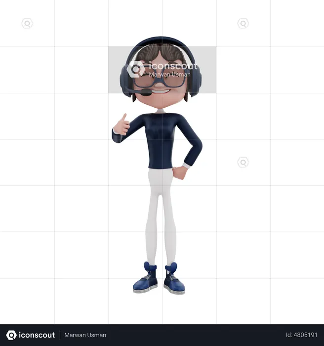 Female employee showing thumbs up  3D Illustration