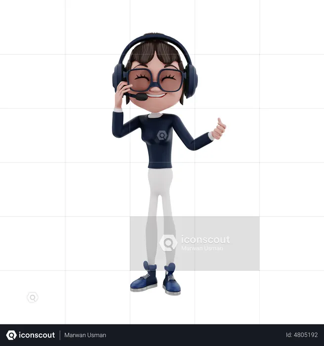 Female employee talking with customer on call  3D Icon