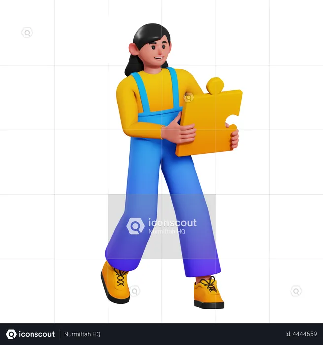 Female employee with business solution  3D Illustration