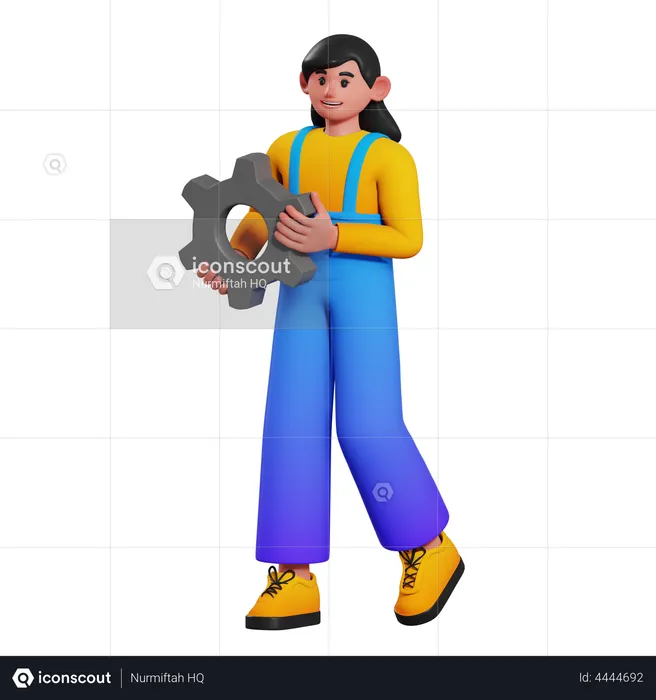 Female employee with business strategy  3D Illustration