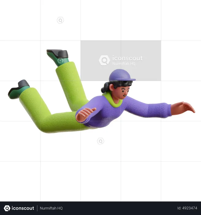 Female Fall Down  3D Illustration