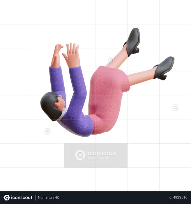 Female Falling Down  3D Illustration