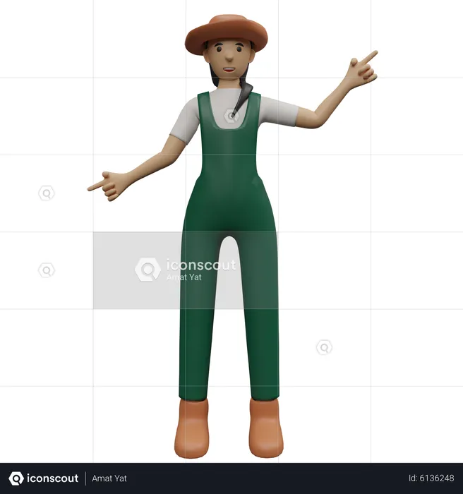 Female farmer pointing fingers  3D Illustration