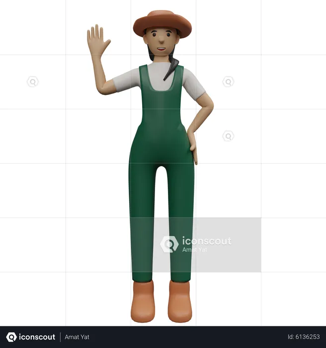 Female farmer saying hello  3D Illustration