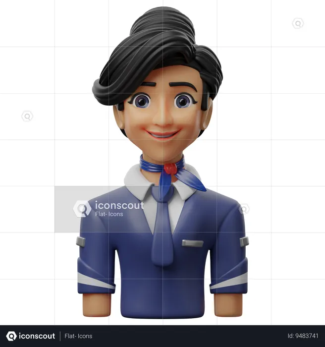 Female Flight Attendant  3D Icon