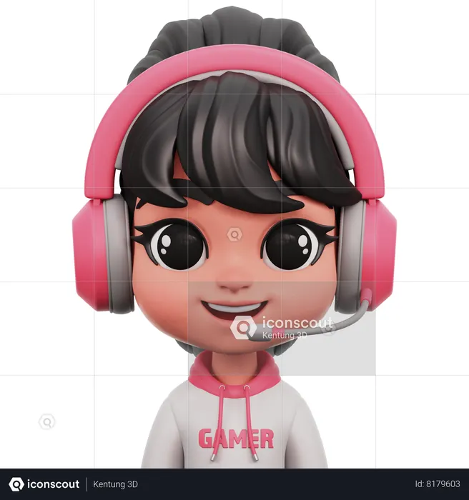 Female Gamer  3D Icon