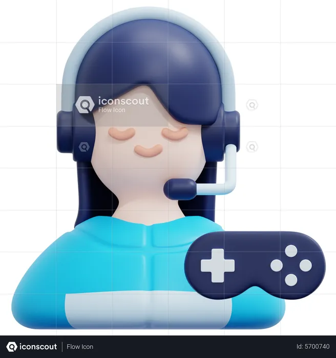 Female Gamer  3D Icon