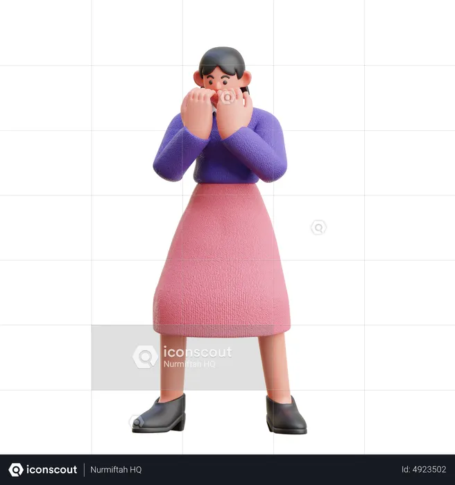 Female giving Scared expression  3D Illustration