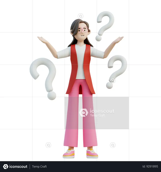 Female Got A Question  3D Illustration