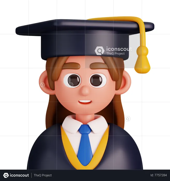 Female Graduate Student  3D Icon