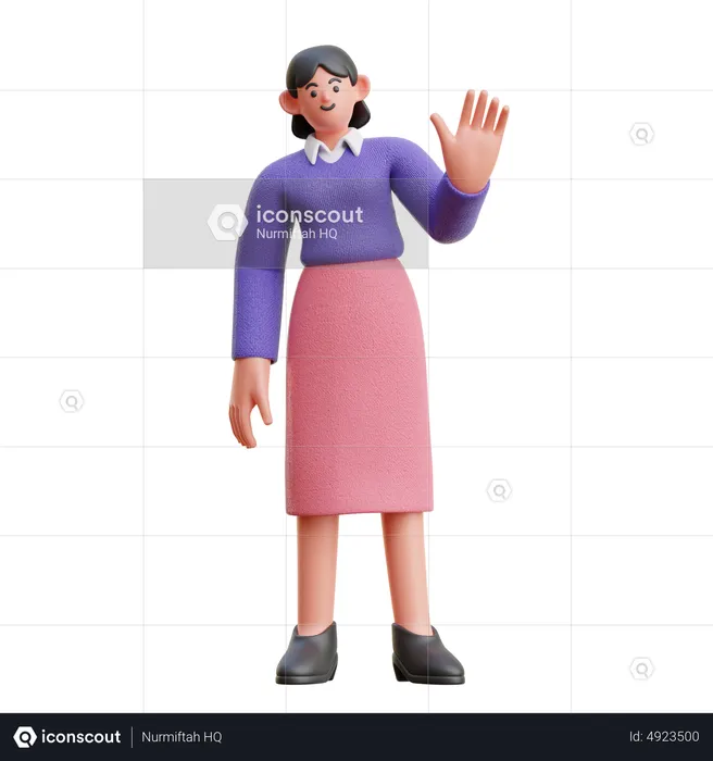 Female Hello Hand Gesture  3D Illustration
