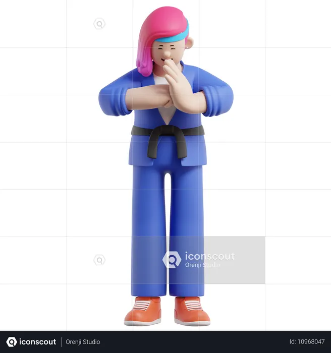 Female Judoist Prepares To Fight  3D Illustration