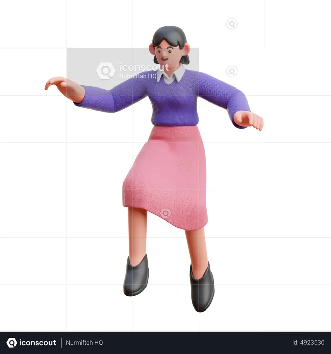 Female Jump Floating  3D Illustration