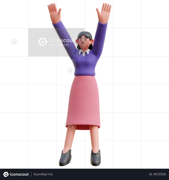 Female Jumping Happy  3D Icon